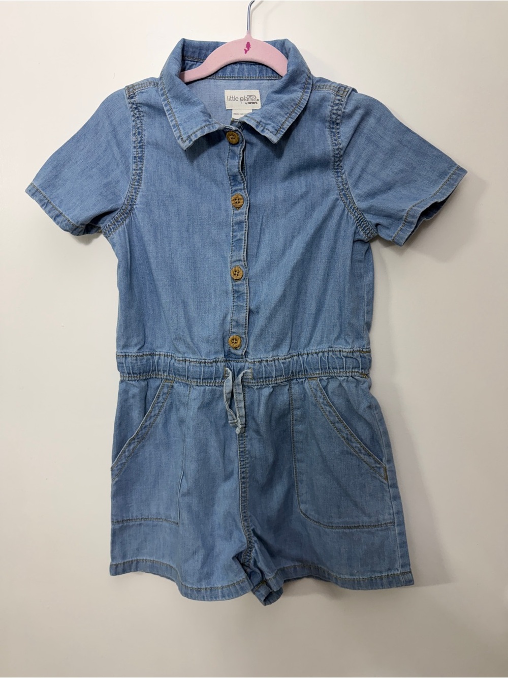 Little Planet Light Blue Denim Romper Dress for Kids